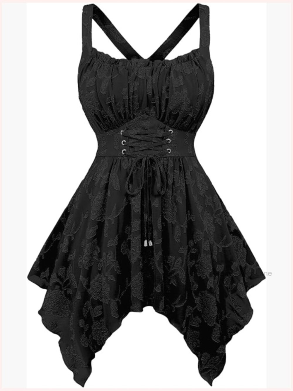 Plus Size Floral Sleeveless Tank Top Lace-up Ruched Blouse